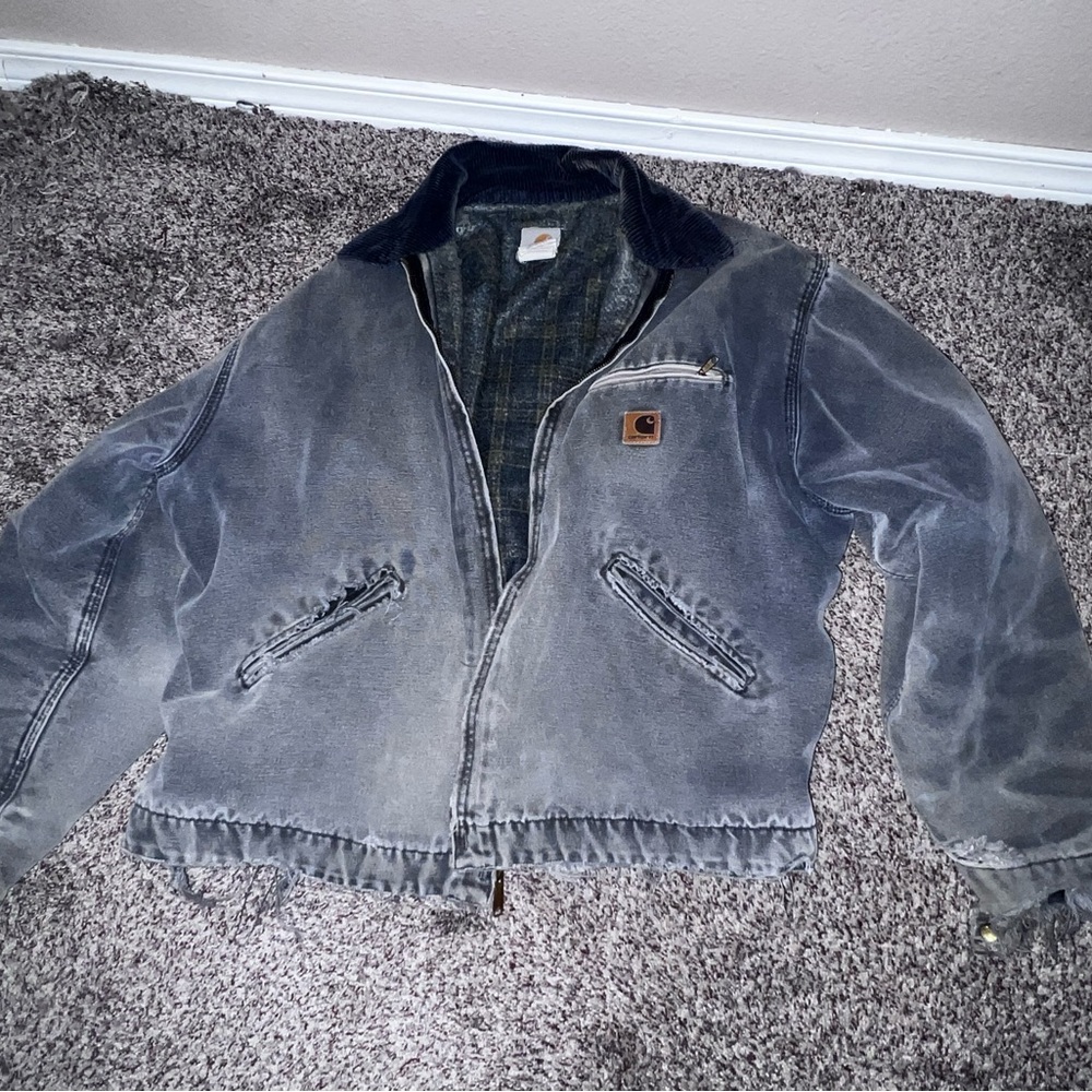 Vintage Distressed Carhartt Gray Jacket / Coat